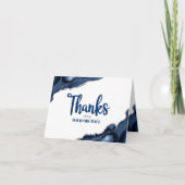 Bar Mitzvah Simple Modern Navy Blue Agate Script  Thank You Card (Front)