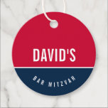 BAR MITZVAH simple modern navy blue red football Favor Tags<br><div class="desc">by kat massard >>> https://linktr.ee/simplysweetpaperie <<<
A simple,  personalized tag just perfect for favor tags for your special event.</div>