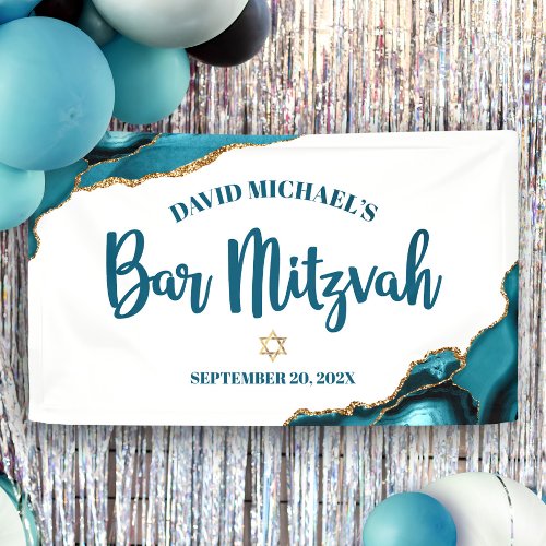 Bar Mitzvah Simple Modern Turquoise Agate Script