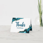 Bar Mitzvah Simple Modern Turquoise Agate Script Thank You Card<br><div class="desc">Make sure your favorite Bar Mitzvah shows his appreciation to all who supported his milestone event! Send out this cool, unique, modern, personalized thank you card. Turquoise blue handwritten script and bold, sans serif typography overlay a simple, clean white background with turquoise blue agate rocks accented with faux gold veins....</div>
