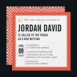 BAR MITZVAH simple modern typography orange Invitation<br><div class="desc">by kat massard >>> kat@simplysweetPAPERIE.com <<< CONTACT ME for custom wording or to add any lines in Hebrew Love the design, but would like to see some changes - another color scheme, product, add a photo or adapted for a different occasion - no worries simply contact me - I am...</div>