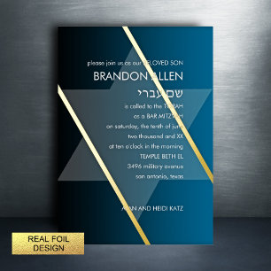 Bar Mitzvah Simple Modern You Choose Color Foil Holiday Card