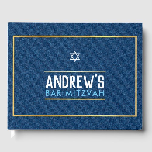 BAR MITZVAH smart bold type gold denim blue aqua