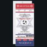 Bar Mitzvah Soccer Ticket Invitation<br><div class="desc">Red and Blue Soccer Ticket with the Star of David for your Bar Mitzvah Invitation. Star of David in a faded blue color in the background. If you need a different color combination or any other design changes please email paula@labellarue.com BEFORE CUSTOMIZING OR PLACING AN ORDER so a new design...</div>