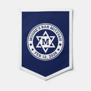 Bar mitzvah Star of David blue any color monogram Pennant