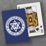 Bar mitzvah Star of David blue any color monogram Playing Cards<br><div class="desc">Bar mitzvah playing cards featuring a white Star of David with the boy's monogram initial,  and name and date around the star. The default colors are white and dark blue but all colors are fully customizable in the design tool.</div>