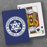 Bar mitzvah Star of David blue any color monogram Poker Cards<br><div class="desc">Bar mitzvah playing cards featuring a white Star of David with the boy's monogram initial,  and name and date around the star. The default colors are white and dark blue but all colors are fully customizable in the design tool.</div>