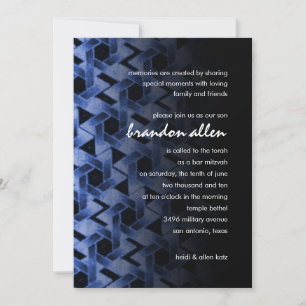 Bar Mitzvah Star of David Damask Invitation