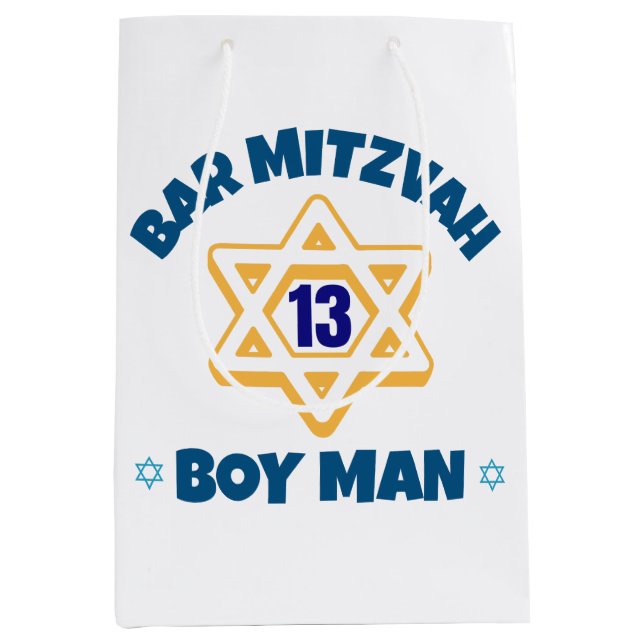 Bar Mitzvah Star of David  Medium Gift Bag (Front)