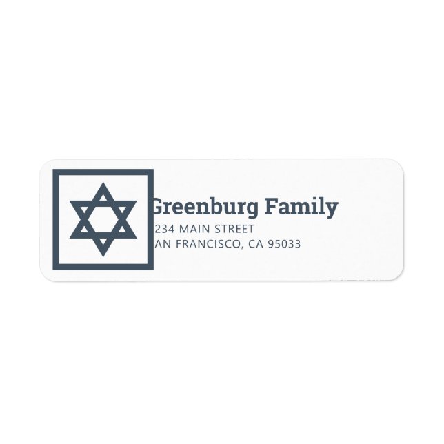 Bar Mitzvah Star of David Modern Return Address Label (Front)