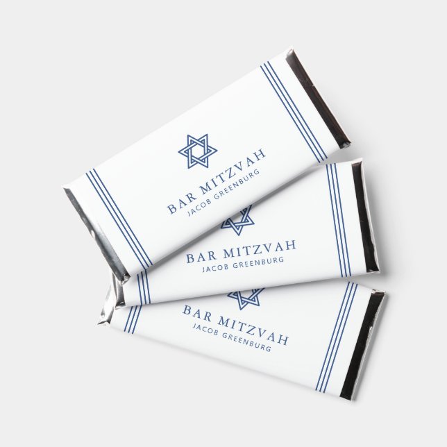Bar* Mitzvah Star of David Modern Simple Elegant Hershey Bar Favors (Front)