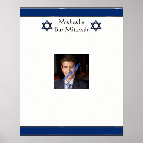 Bar Mitzvah Star of David Photo Sign in Board