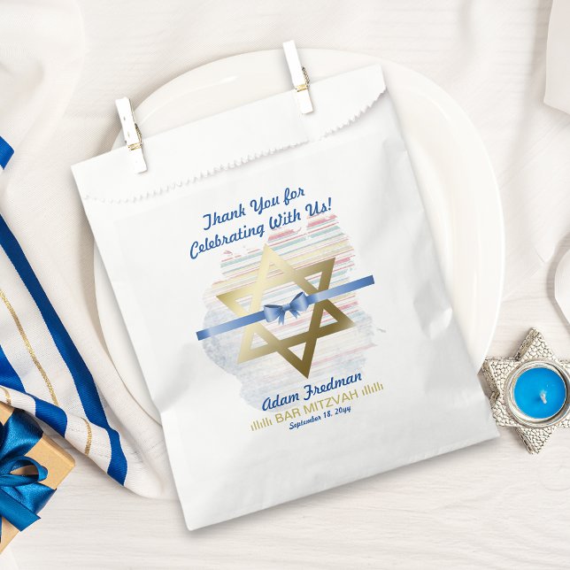 Bar Mitzvah Star Of David Ribbon Favor Bag (Creator Uploaded)
