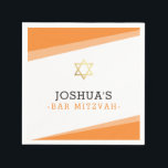 BAR MITZVAH star simple modern bold bright orange Napkins<br><div class="desc">by kat massard >>> WWW.SIMPLYSWEETPAPERIE.COM <<<</div>