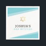 BAR MITZVAH star simple modern turquoise blue Napkins<br><div class="desc">by kat massard >>> WWW.SIMPLYSWEETPAPERIE.COM <<<</div>