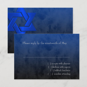 Bar Mitzvah Stylish Blue Star of David Ombre RSVP Card
