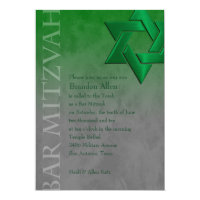 Bar Mitzvah Stylish Green Star of David Ombre Card