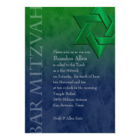 Bar Mitzvah Stylish Green Star of David Ombre Card