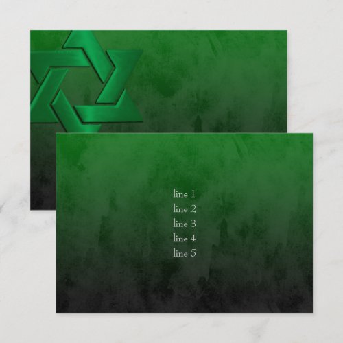 Bar Mitzvah Stylish Green Star of David Ombre Card