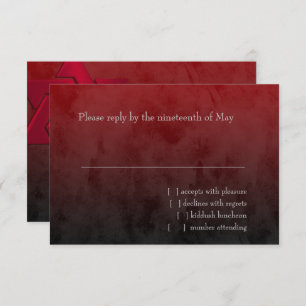Bar Mitzvah Stylish Red Star of David Ombre RSVP Card