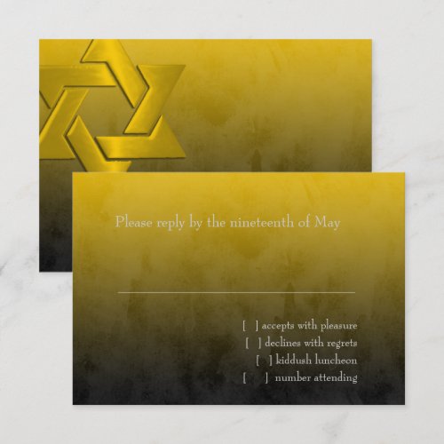 Bar Mitzvah Stylish Yellow Star of David Ombre RSVP Card