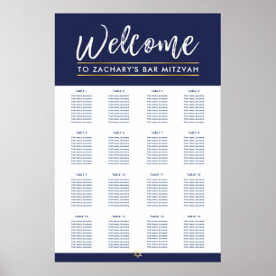 BAR MITZVAH TABLE PLAN 16 tables  modern navy Poster