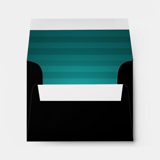 Bar Mitzvah Teal and Black Horizontal Stripe Envelope (Back (Bottom))