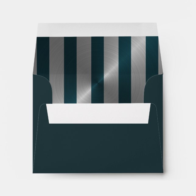 Bar Mitzvah Teal and Silver Stripe Star of David Envelope (Back (Bottom))