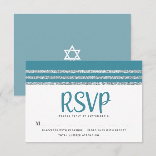 Bar Mitzvah Teal Silver Tallit Script Modern Bold