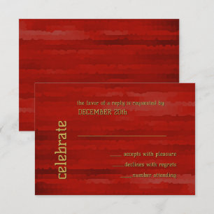 Bar Mitzvah Techno Streaks Red RSVP Card