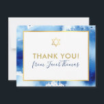 BAR MITZVAH thank you gold star blue watercolor<br><div class="desc">by kat massard >>> kat@simplysweetPAPERIE.com <<< A simple, stylish way to say thank you to your guest's for attending your child's BAR MITZVAH Setup as a template it is simple for you to add your own details, or hit the customise button and you can add or change text, fonts, sizes...</div>