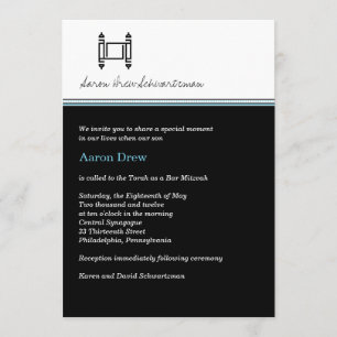 Bar Mitzvah Torah Midnight Black Invitation