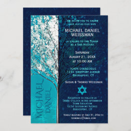 Bar Mitzvah Tree of Life w/ Stars Invitation
