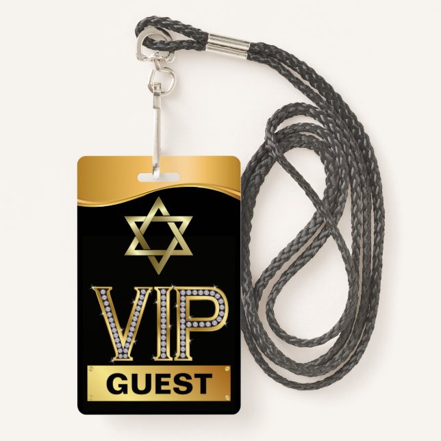 Bar Mitzvah VIP Lanyard BADGE - See Back (Front with Lanyard)