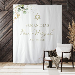 Bar Mitzvah Watercolor Backdrop Greenery Gilded