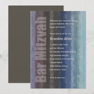 Bar Mitzvah Watercolor Stripes Invitation
