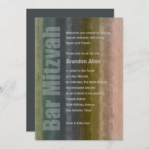 Bar Mitzvah Watercolor Stripes Invitation