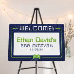 BAR MITZVAH WELCOME gamer cool navy blu neon green Foam Board<br><div class="desc">by kat massard >>> WWW.SIMPLYSWEETPAPERIE.COM <<< - - - - - - - - - - - - - - - - A super cool GAMER THEMED welcome sign for your event. Setup as a template it is simple for you to add your own details, or hit the customize button...</div>