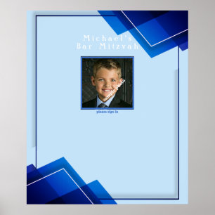 Bar Mitzvahs Modern Blue Geometric Poster