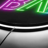 BAR Neon Pink Blue Green Modern Elegant Typography LED Sign (Edge)