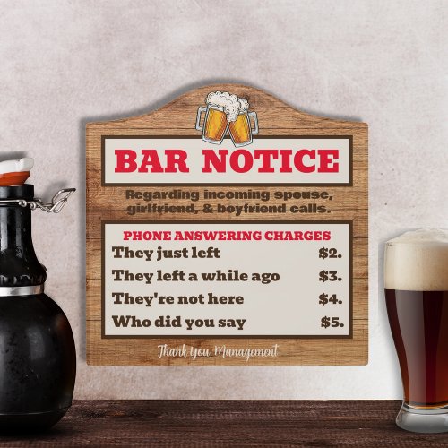 Bar Notice Door Sign