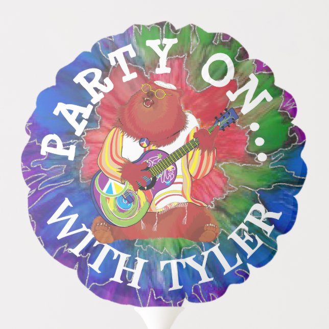 Bar or Bat Mitzvah Balloon Tie Dye Singing Bear (Back)
