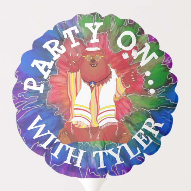 Bar or Bat Mitzvah Balloon Tie Dye Sitting Bear (Back)