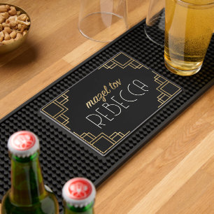 Bar or Bat Mitzvah Black Art Deco Mat
