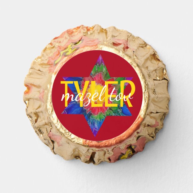 Bar or Bat Mitzvah Chocolate Tie Dye Elegant Reese's Peanut Butter Cups (Front)