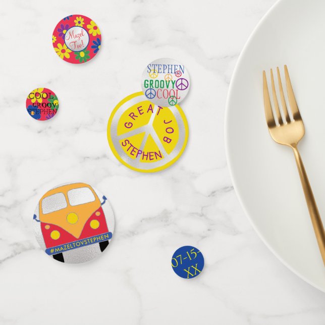 Bar or Bat Mitzvah Confetti Groovy Flowers (Group)