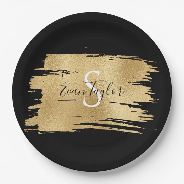 Bar or Bat Mitzvah Elegant Gold Paper Plate (Front)