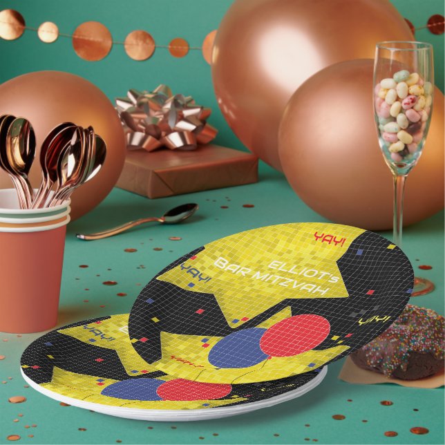 Bar or Bat Mitzvah GAME ON 2 Paper Plates (Multi)