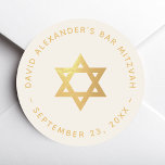 Bar or Bat Mitzvah Star of David Faux Gold & Ivory Classic Round Sticker<br><div class="desc">A simple but elegant ivory and gold religious design with a faux gold foil star of David in its center, appropriate for both Jewish boy's bar mitzvah and a Jewish girl's bat mitzvah (it is gender neutral). Around the star, there is arched text in golden caps: in the upper part,...</div>