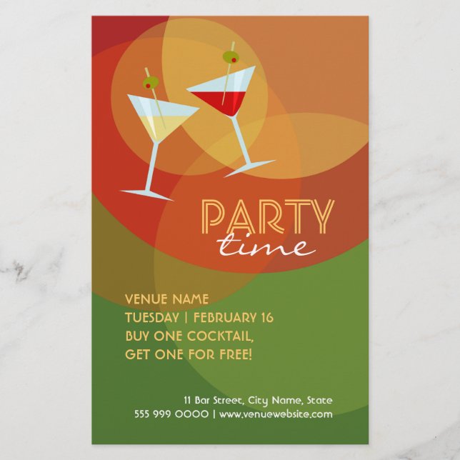 Bar Pub Club Cocktail Drinks Party Flyer (Front)